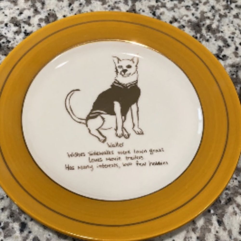 NWT Anthropologie Walter Chihuahua Dog Biography Canape Plates Set of 4. - Picture 4 of 5